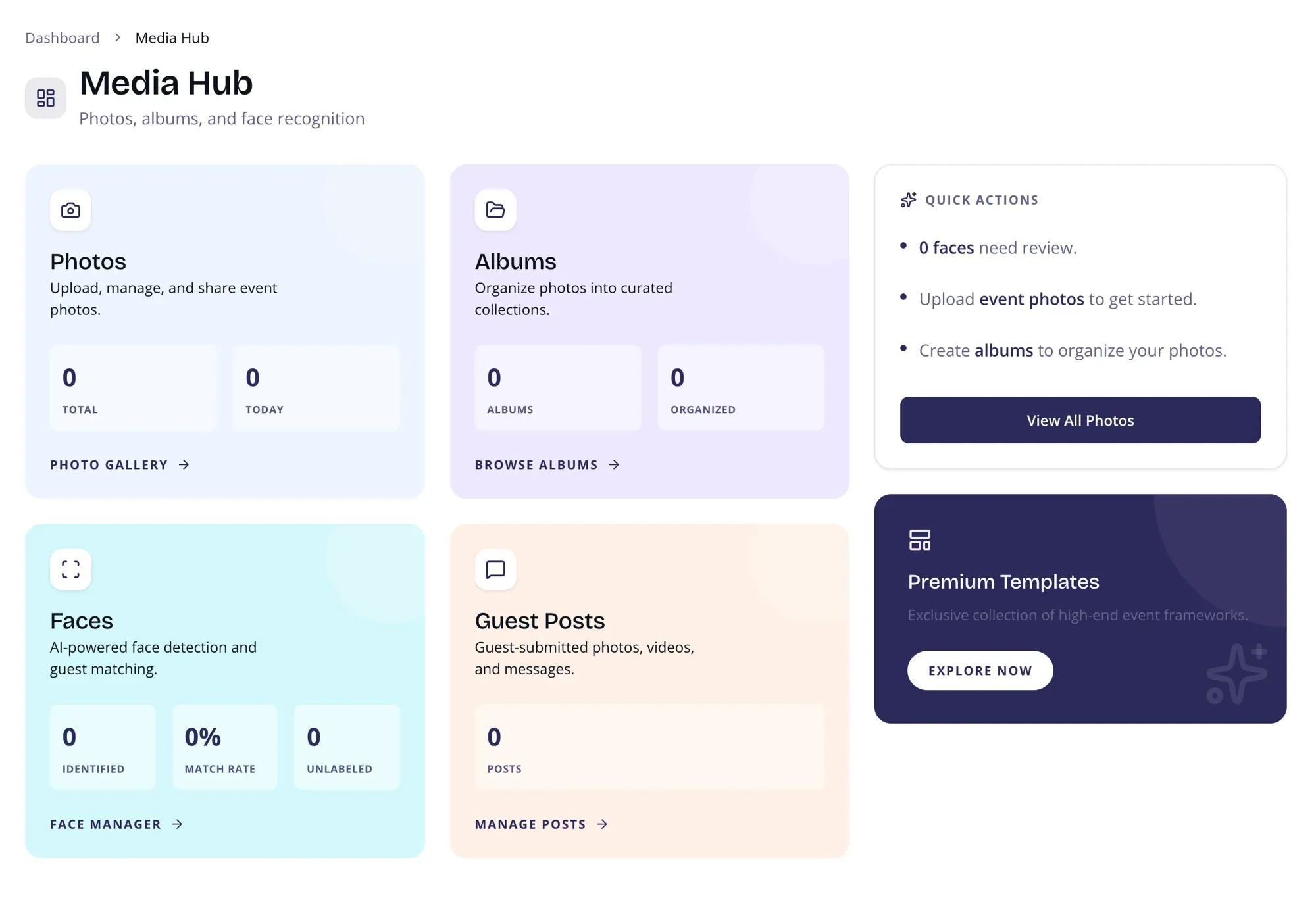 Espace médias — photos, albums et reconnaissance faciale